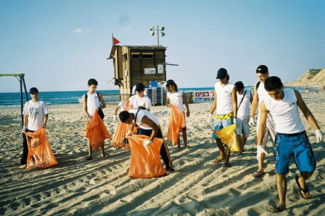 cleaning beach